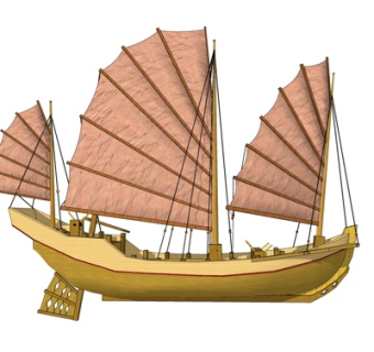 现代帆船摆件su模型