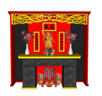 中式武圣关公尊像su模型