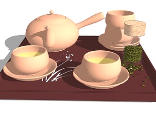 现代陶瓷茶具su模型