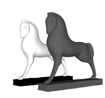 现代骏马雕塑摆件su模型