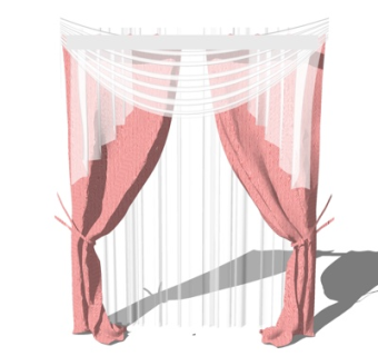 现代布艺窗帘su模型