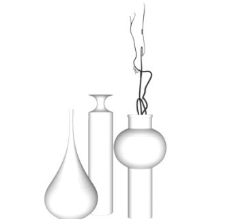 现代花瓶花卉su模型