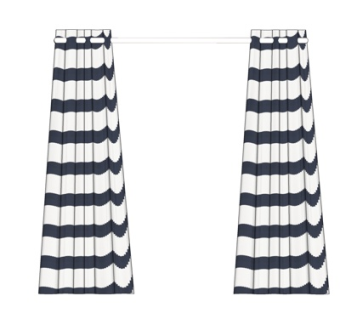 现代布艺窗帘su模型