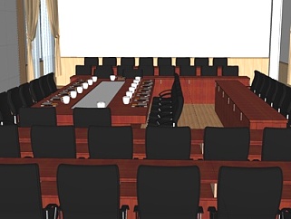现代大型会议室su模型
