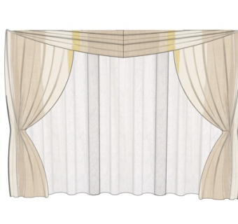 现代布艺窗帘su模型