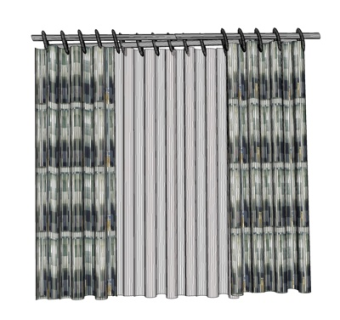 现代布艺窗帘su模型