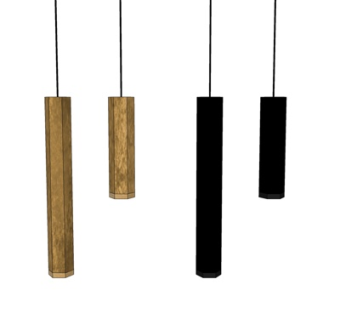 现代筒形吊灯su模型