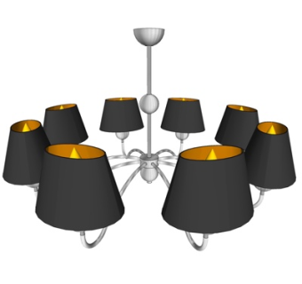 现代多头金属吊灯su模型