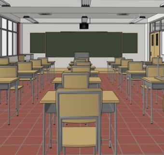 现代学校教室su模型