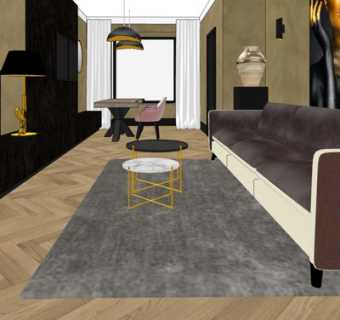 现代简约客厅su模型