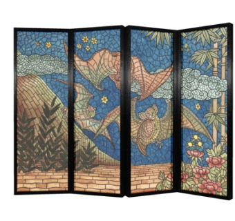 现代彩绘屏风隔断su模型