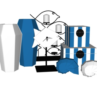 现代装饰摆件su模型