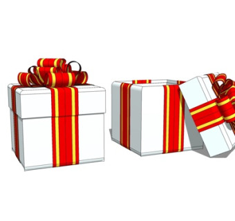 现代礼物盒摆件su模型