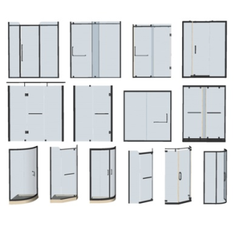 现代玻璃淋浴房组合su模型