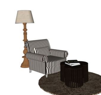 现代布艺休闲沙发su模型