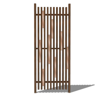 现代实木屏风隔断su模型