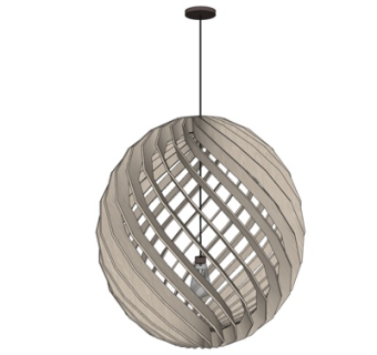 现代实木吊灯su模型