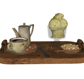 现代面包咖啡su模型