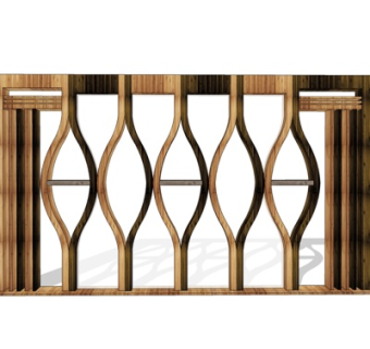 现代实木屏风隔断su模型