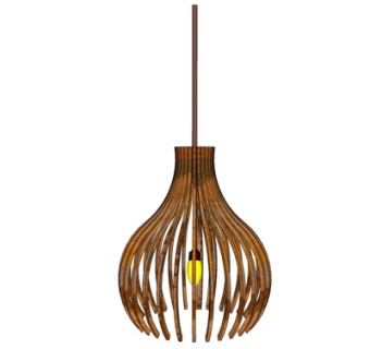 现代实木吊灯su模型