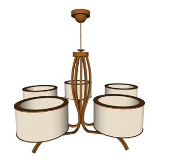 现代实木吊灯su模型