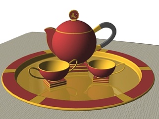 现代茶壶<em>茶杯</em>su模型
