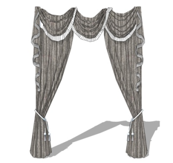欧式布艺窗帘su模型