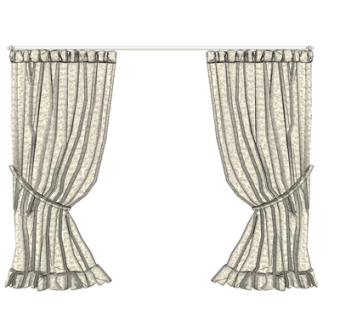 欧式布艺窗帘su模型