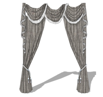 欧式布艺窗帘su模型