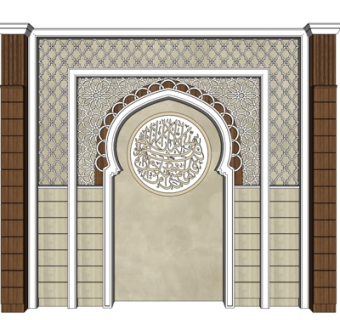 现代雕花背景墙su模型