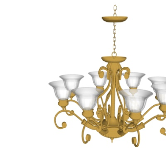 欧式金属多头吊灯su模型