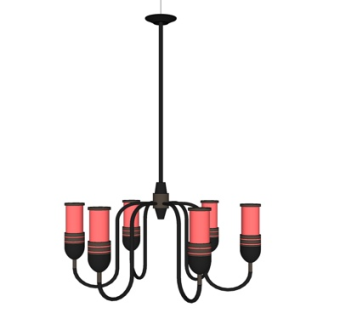 现代金属多头吊灯su模型