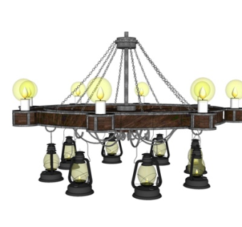 工业风金属吊灯su模型