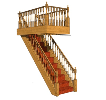 现代实木楼梯su模型