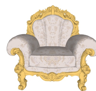 欧式布艺单人沙发su模型