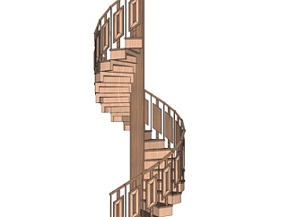 现代实木<em>旋转</em>楼梯su模型