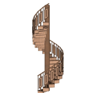 现代实木旋转楼梯su模型