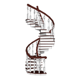 现代实木旋转楼梯su模型