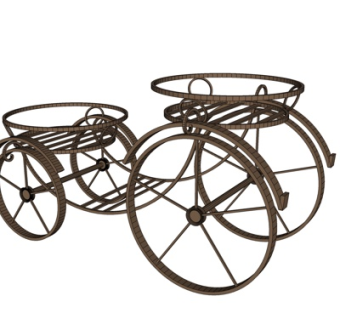 现代实木马车摆件su模型