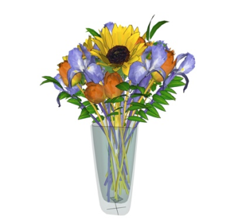 现代花瓶花卉su模型