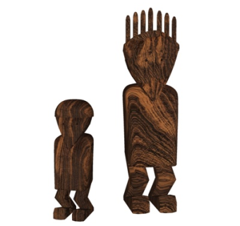 现代实木人物雕塑摆件su模型