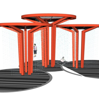 现代圆形金属亭子su模型