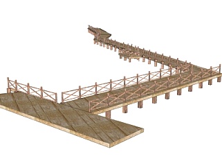 现代实木长桥su模型