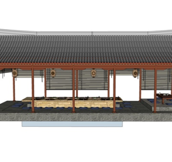 中式凉亭su模型