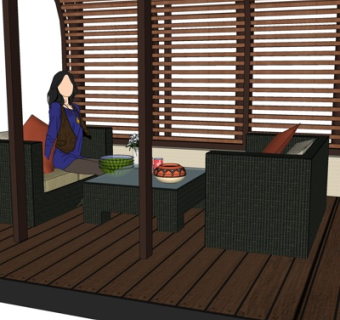 现代休闲沙发su模型