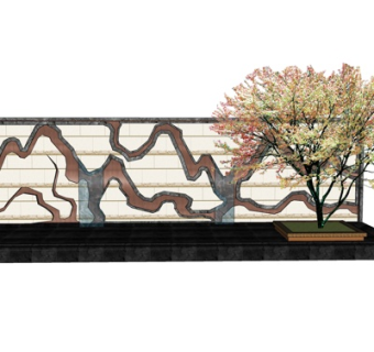 现代景观墙su模型