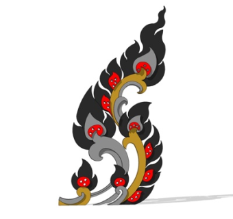 中式火焰雕塑摆件su模型