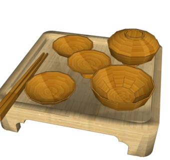 现代碗碟筷子su模型