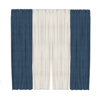 现代布艺窗帘su模型