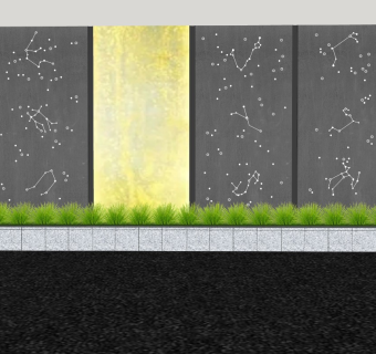 现代景墙 穿孔板